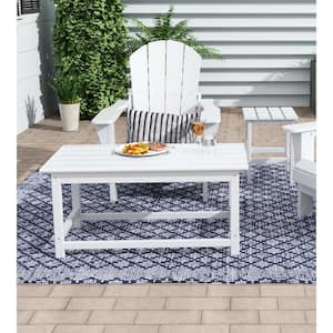 Laguna White Outdoor All Weather Fade Resistant HDPE Plastic Rectangle Patio Furniture Coffee Table