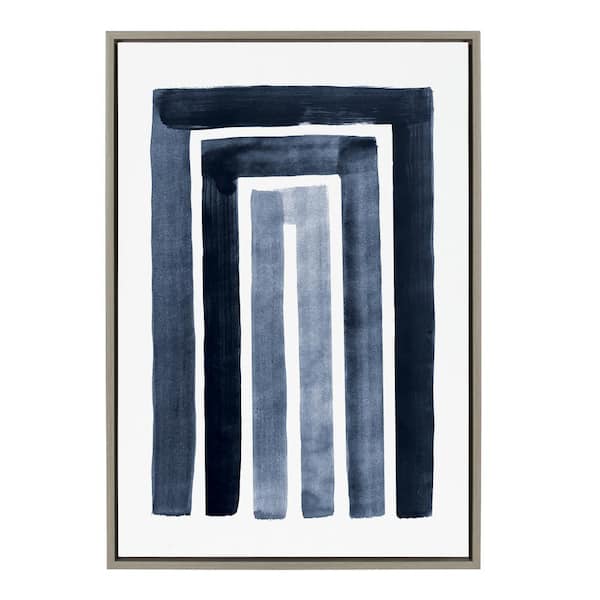 Kate and Laurel Sylvie MCM Abstract Rainbow Indigo by the Creative Bunch Studio Framed Canvas Abstract Art Print 23 in. x 33 in.