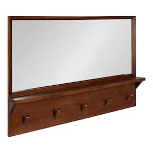 Hinter 24 in. x 36 in. Classic Rectangle Framed Walnut Brown Decorative Wall Accent Mirror