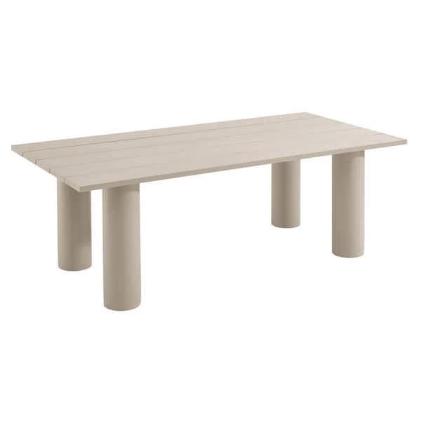 Nautica 87 in. Rectangle Metal Outdoor Patio Dining Table in Taupe