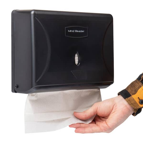 Mind Reader Wall Mount Black Paper Towel Tri-Fold Towel Dispenser 10.25 in. L x 3.75 in. W x 8 in. H