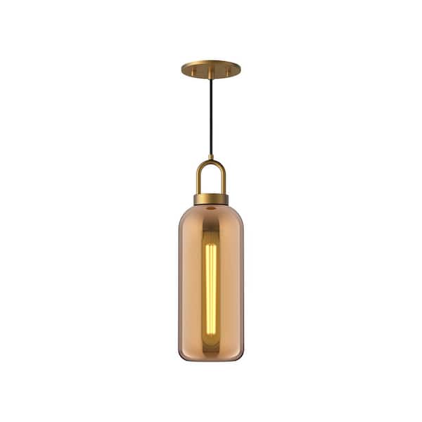 ALORA MOOD Soji 5 in. 1 Light 60-Watt Aged Gold/Copper Glass Pendant Light