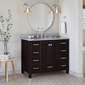 ARIEL Cambridge 61 In. W X 22 In. D X 35.25 In. H Vanity In Midnight ...