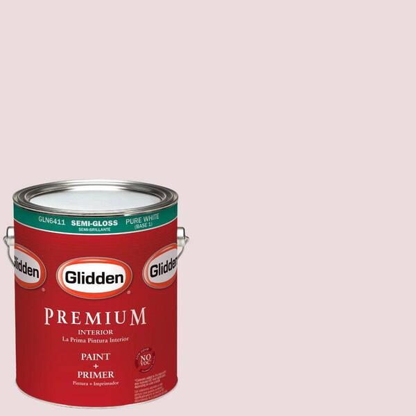 Glidden Premium 1 gal. #HDGR43U Fragile Pink Semi-Gloss Interior Paint with Primer
