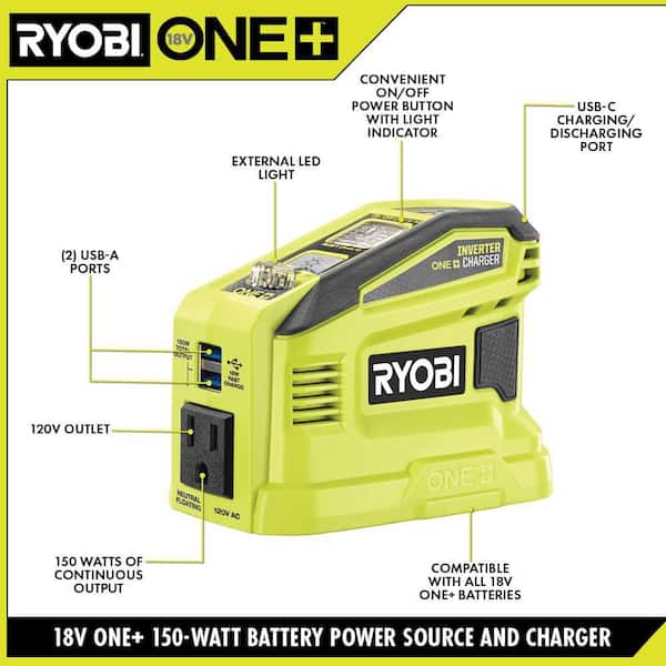 Chargeur de batterie RYOBI lithium-ion, 18 V Rc18150