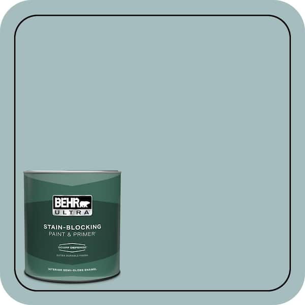 BEHR ULTRA 1 qt. #PPU13-13 Oslo Blue Extra Durable Semi-Gloss Enamel Interior Paint & Primer