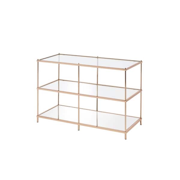 Furniture of America Upland 42 in. Gold Rectangular Glass Top Console Table