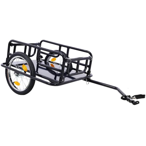Foldable Bike Cargo Trailer with Universal Bike Hitch, Bicycle Wagon Trailer with 16" Wheels & Reflectors, Serving Cart