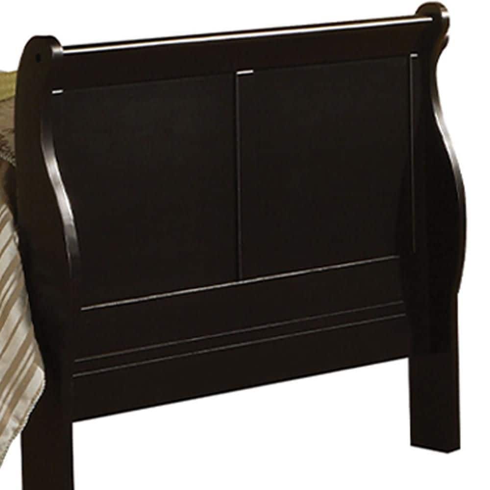 Louis Philippe III Traditional Black Pine Full Sleigh Bed with Headboard