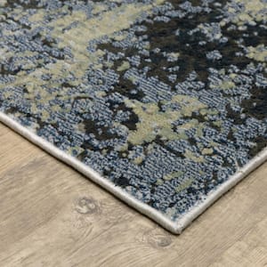 2' X 8' Blue Green Grey And Beige Abstract Power Loom Stain Resistant Runner Rug