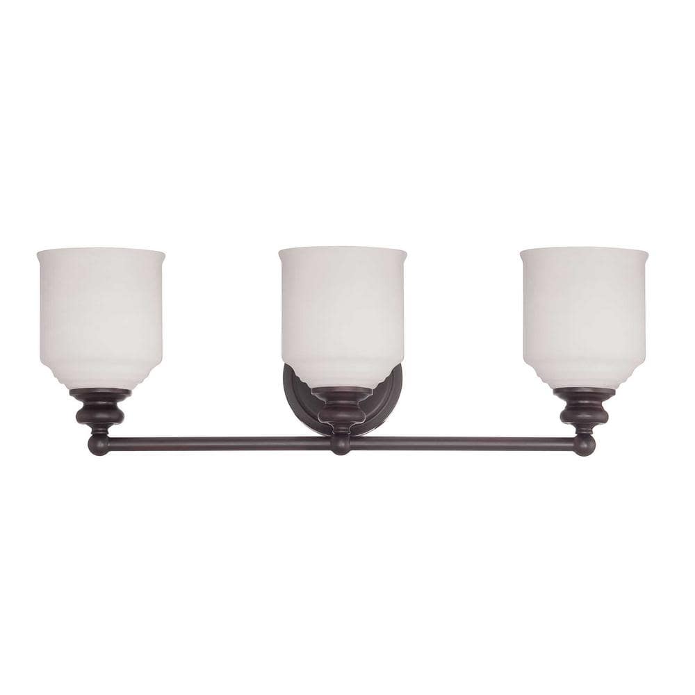 Melrose 3-Light Bronze Vanity Fixture with Opal Glass Shades