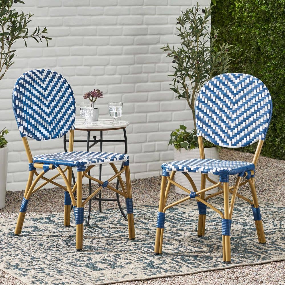 French Navy Blue Wicker Outdoor Bistro Chair (2-Pack) price history on PriceWatchPro