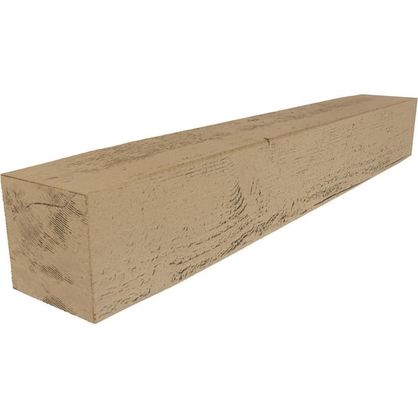 Ekena Millwork 6 in. x 10 in. x 4 ft. Rough Sawn Faux Wood Beam Fireplace Mantel Natural Pine