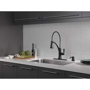 Foundry Single-Handle Pull-Down Sprayer Kitchen Faucet with ShieldSpray and Soap Dispenser in Matte Black