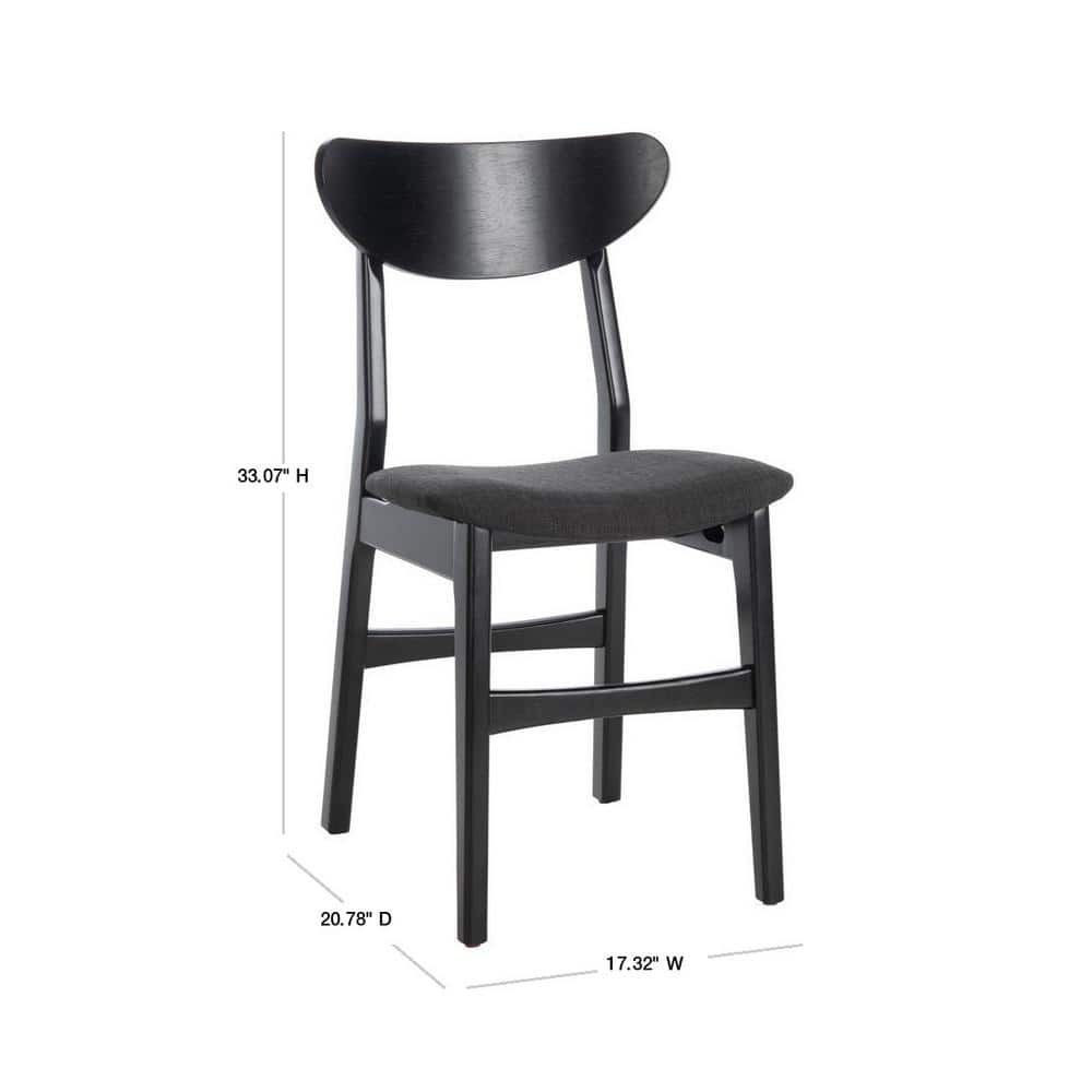 Transitional Black Wood Upholstered Side Chair Set of 2