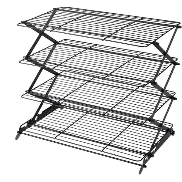 4-Tier Collapsible Cooling Rack Adjustable Stackable Design for Baking Cookies Cakes Space-Saving Wire Rack