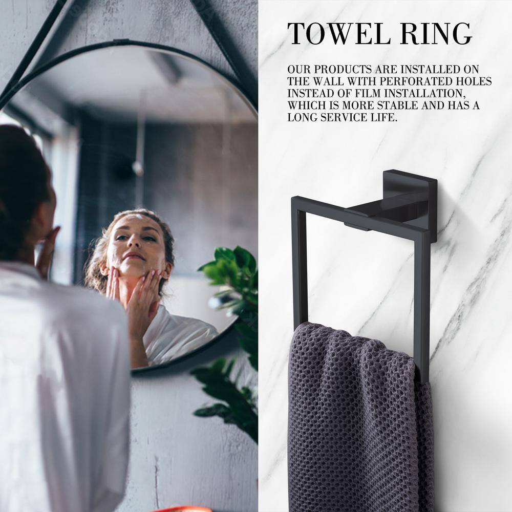 Matte Black Stainless Steel 5-Piece Modern Bathroom Hardware Set