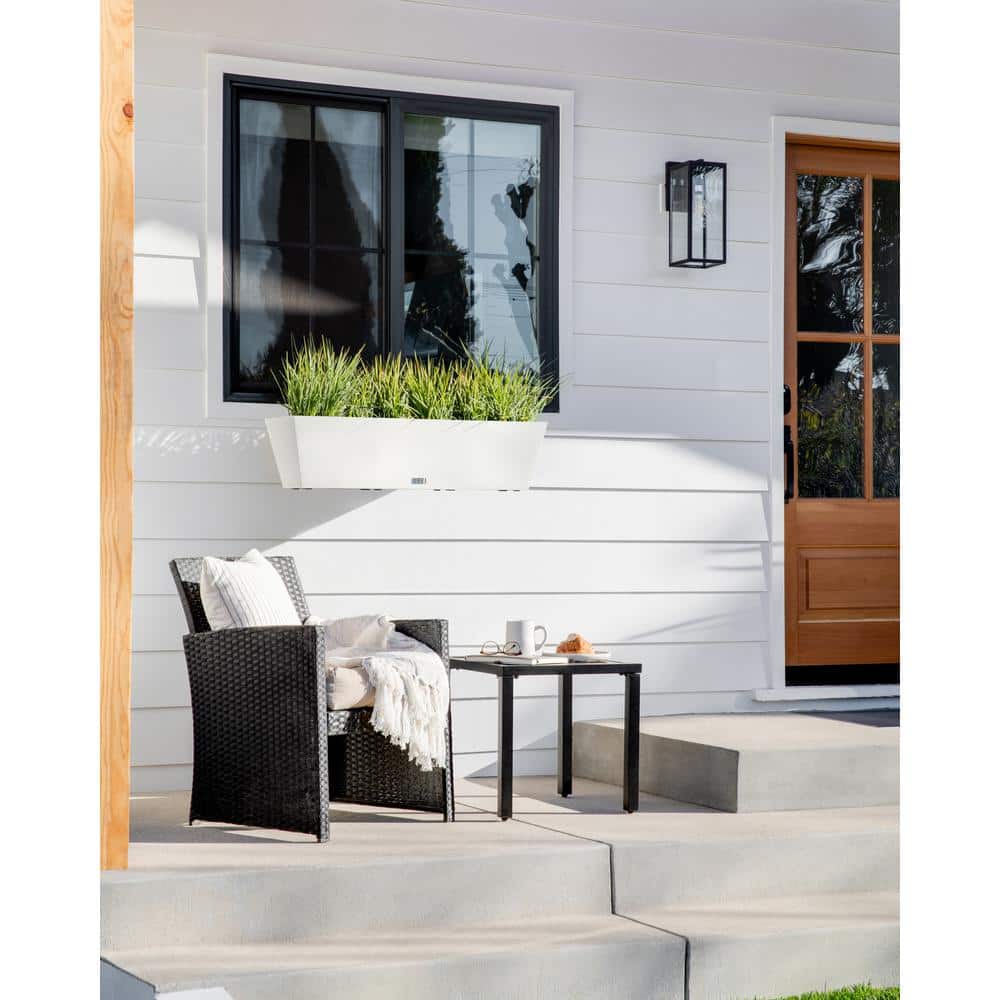 36" White Plastic Railing Planter with Adjustable Brackets