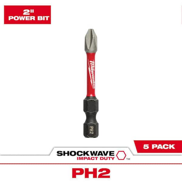 Milwaukee SHOCKWAVE Impact Duty 2 in. Phillips #2 Alloy Steel Screw Driver Drill Bit (5-Pack)