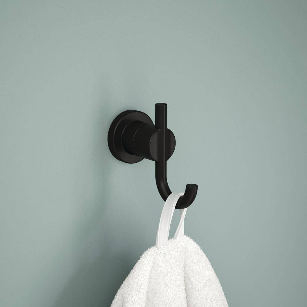 Matte Black Double Wall Mounted Towel and Robe Hook
