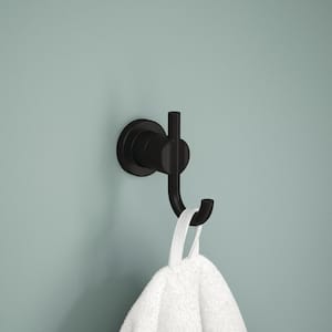 Nicoli Double Towel Hook Bath Hardware Accessory in Matte Black