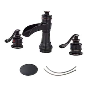 Waterfall 8 in. Widespread 2-Handle Bathroom Faucet With Pop-up Drain Assembly in Oil Rubbed Bronze