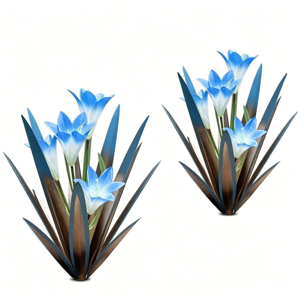 Metal Agave Garden Yard Statue, Outdoor Lawn Ornaments, 2 Blue Lilies price history on PriceWatchPro