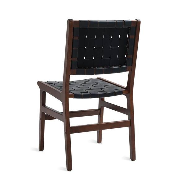 Lattice woven leather online dining chair