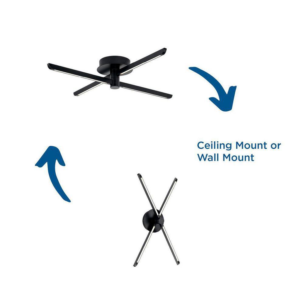 Pivot Matte Black 25" LED Flush Mount Ceiling Light