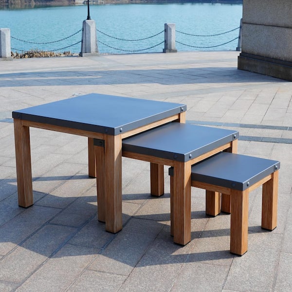 moda furnishings Edington Teak Square Aluminum Outdoor Coffee Table