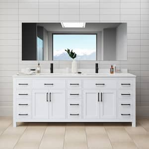 Beckett 84 in. W x 22 in. D x 35 in. H Double Sink Bath Vanity in White with Carrara Cultured Marble Top