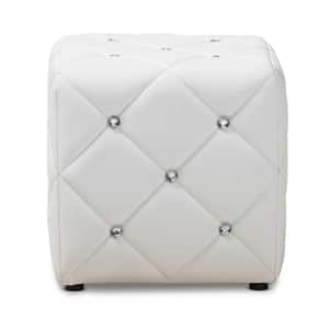 Stacey White Tufted Ottoman