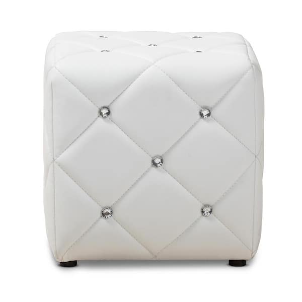 Baxton Studio Stacey White Tufted Ottoman