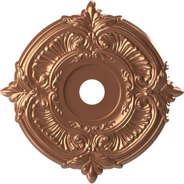 Ekena Millwork 1 in. x 22 in. O.D. x 3-1/2 in. P PVC Ceiling Medallion (Fits Canopies Upto 7-3/4 in.) Bright Coat Rose Gold