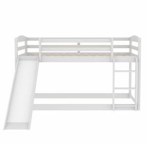 Jelly White Twin Loft Bed with Convertible Slide and Ladder