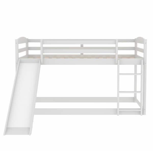 Utopia 4niture Jelly White Twin Loft Bed with Convertible Slide and Ladder