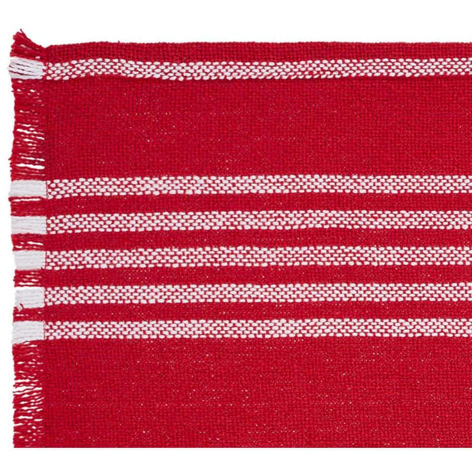 Arendal Red and White Cotton Striped Rectangle Placemats Set of 2