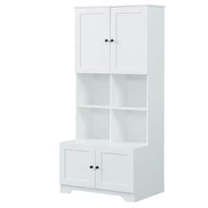 Anky 31 in. W 21 in. D 67 in. H White MDF Freestanding Bathroom Storage Linen Cabinet