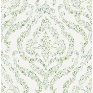 Featherton Light Green Floral Damask Strippable Wallpaper (Covers 56.4 sq. ft.)
