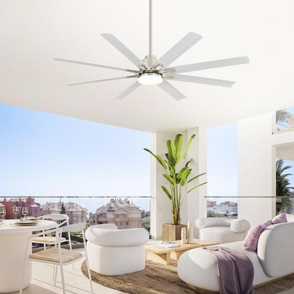 52 in. Indoor/Outdoor Nickel Smart Ceiling Fan with LED Light and Remote App Control