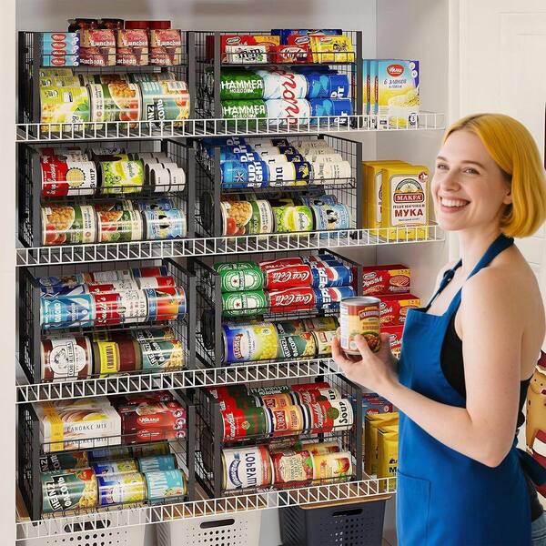 Lynzavix Stackable 2-Shelf Black Adjustable Tilt Can Rack