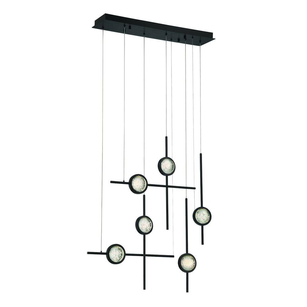 Barletta Black 6-Light LED Chandelier with Clear Glass Shades