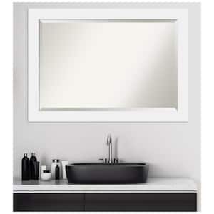 Corvino White 41 in. x 29 in. Beveled Rectangle Wood Framed Bathroom Wall Mirror in White