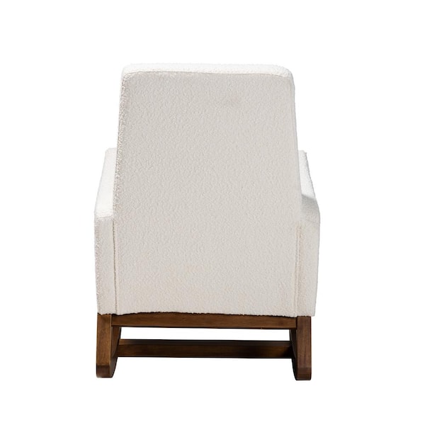 Baxton Studio Yashiya Off White and Walnut Brown Rocking Chair and