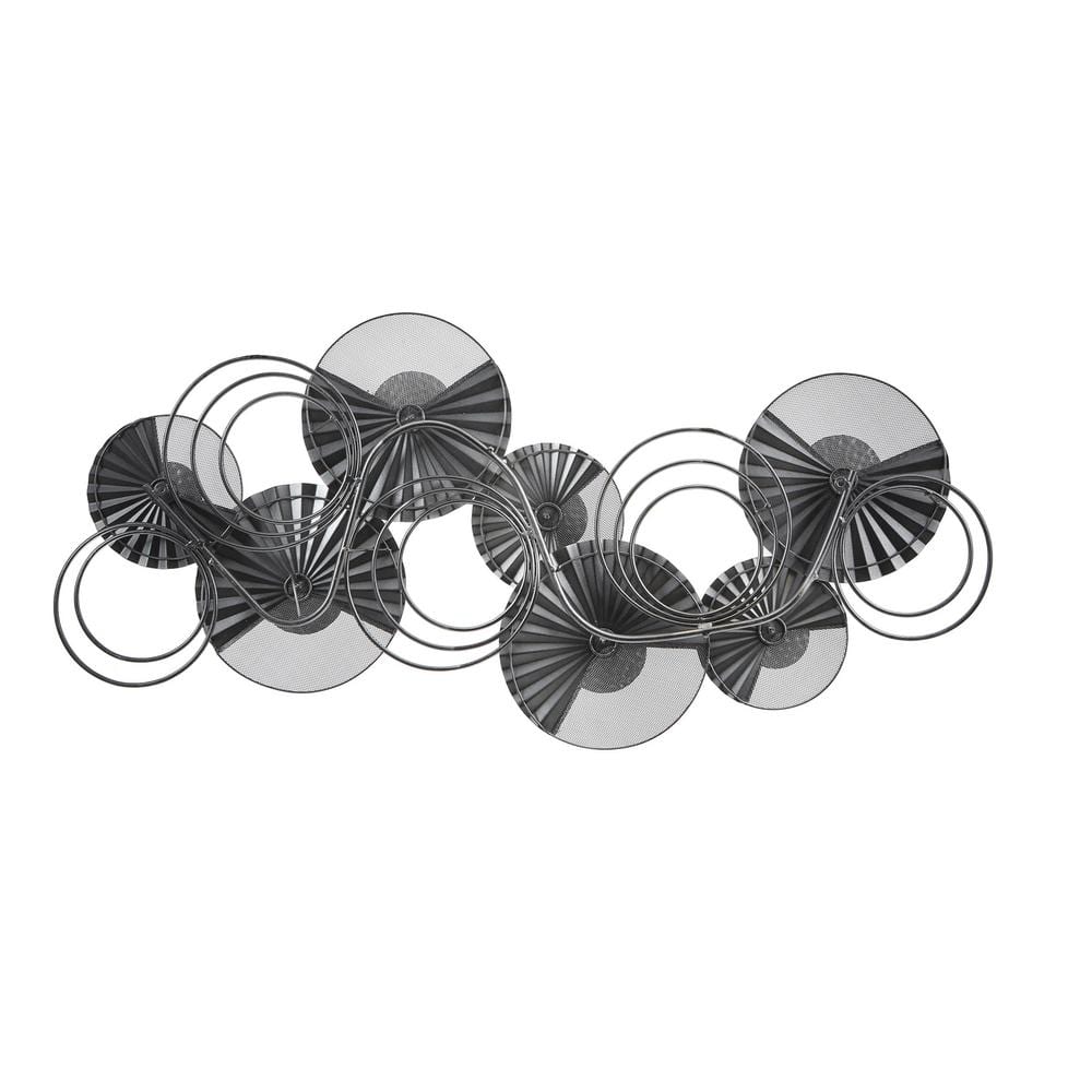 48.5" W Distressed Gray and Gold Metal Floral Wall Sculpture