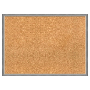 Theo Grey Narrow Wood Framed Natural Corkboard 29 in. x 21 in. Bulletin Board Memo Board