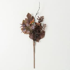 27" Artificial Mixed Leaf Rustic Fall Pick, Brown