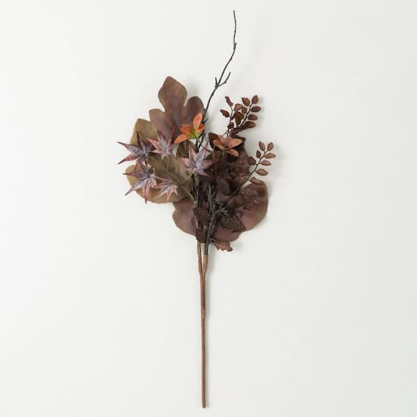 SULLIVANS 27" Artificial Mixed Leaf Rustic Fall Pick, Brown