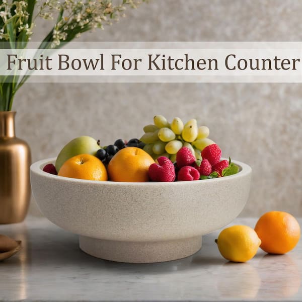 Afoxsos Beige Roung Resin 10.5 in. Decorative Bowl 1-Pack for