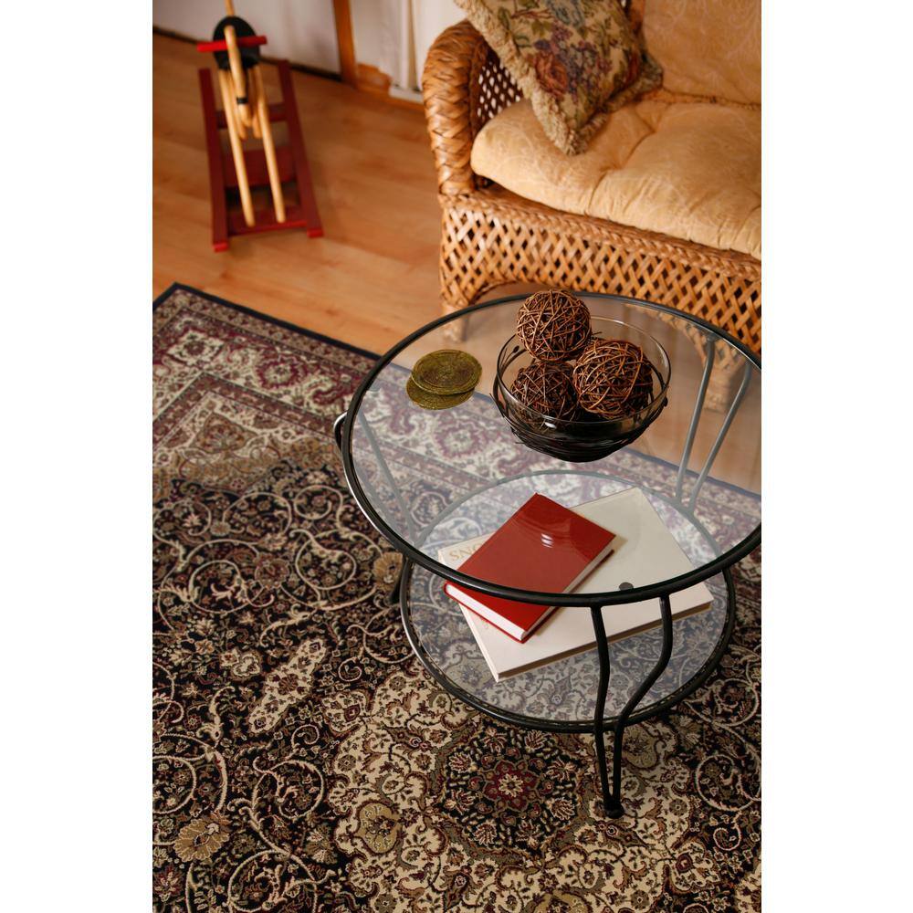 Black Medium Pile Persian Style Polypropylene Area Rug